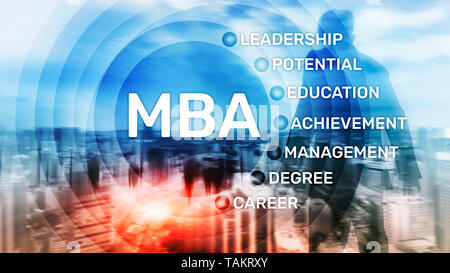 MBA - Master of business administration, e-learning, de l'éducation et de développement personnel, concept. Banque D'Images