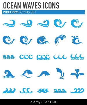 Vagues icons set sur fond blanc pour la conception graphique et web. Vecteur simple signe. Concept Internet symbole de bouton site web ou application mobile. Illustration de Vecteur