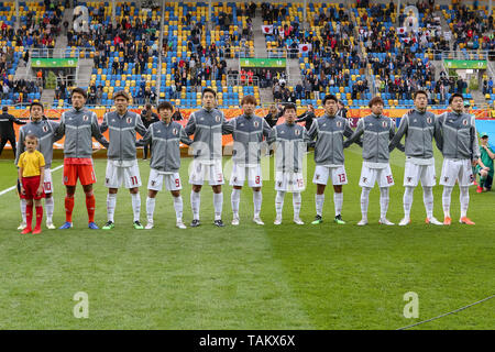 Stade de Gdynia, Gdynia, Pologne - 26 mai 2019 : l'équipe nationale du Japon vu pendant la présentation des équipes avant la Coupe du Monde U-20 de la FIFA match entre le Mexique et le Japon (GROUPE B) à Gdynia. (Score final ; Mexique 0:3 Japon) Banque D'Images