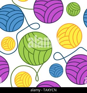 Boules transparentes de la laine et des aiguilles à tricoter aiguille seamless background vector illustration Illustration de Vecteur