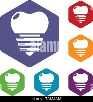L'hexaèdre vecteur icônes d'implant dentaire Illustration de Vecteur