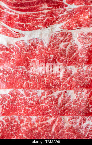 Pavé de boeuf Wagyu usinf Texture comme arrière-plan de l'alimentation Banque D'Images