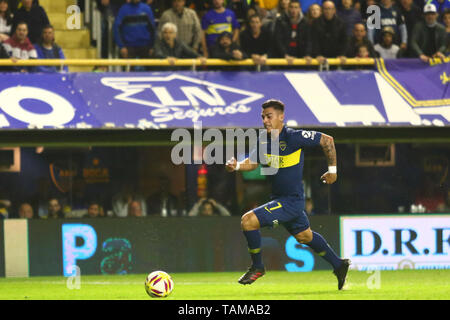 BUENOS AIRES, 26.05.2019 : Cristian Pavon pendant le match entre Boca Juniors et Argentinos Juniors et demi-finale de la Copa de Superliga Argent Banque D'Images