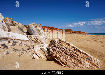 Vierge Immaculée côte sauvage bordée par l'océan Indien bleu céleste dans l'ouest de l'Australie,région de Kimberley Banque D'Images