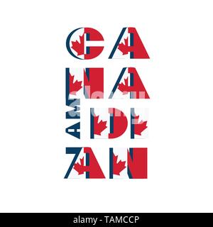 Je suis Canadien modert poster card. Avec motif rouge et blanc du drapeau national moderne couleur typographie de célébration design, flyer, bannière. sur f soit re Illustration de Vecteur