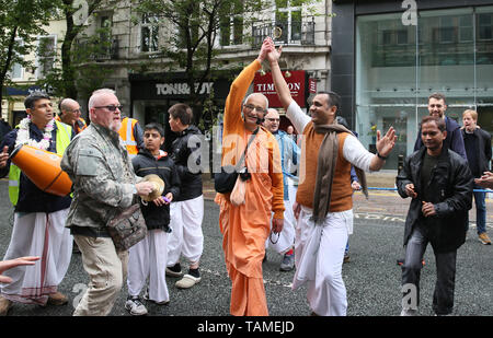 Manchester, UK, le 26 mai, 2019. Le festival indien char de Seigneur Jagenath a lieu dans la ville. Manchester. Crédit : Barbara Cook/Alamy Live News Banque D'Images