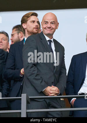 Munich, Allemagne. 25 mai, 2019. Gianni Infantino (SUI) LE PRÉSIDENT DE LA FIFA, demi-taille, portrait, FC BAYERN MUNICH - RB LEIPZIG DFB-Pokal Final 3-0, Trophée allemand de football , Berlin, mai 25, 2019 saison 2018/2019, football, München, Red Bull © Peter Schatz / Alamy Live News Crédit : Peter Schatz/Alamy Live News Banque D'Images