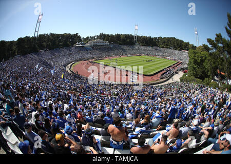 Oeiras. 25 mai, 2019. Photo prise le 25 mai 2019 montre les spectateurs au stade dans Oreiras Oeiras, Portugal pour la Coupe du Portugal match final entre Sporting CP et le FC Porto. Crédit : Pedro Fiuza/Xinhua/Alamy Live News Banque D'Images