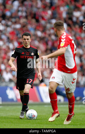 Lewis Morgan de Sunderland au cours de l'EFL Sky Bet 1 Play-Off ligue match final entre Charlton Athletic et Sunderland au stade de Wembley, Londres, Angleterre le 26 mai 2019. Photo par Carlton Myrie. Usage éditorial uniquement, licence requise pour un usage commercial. Aucune utilisation de pari, de jeux ou d'un seul club/ligue/dvd publications. Banque D'Images