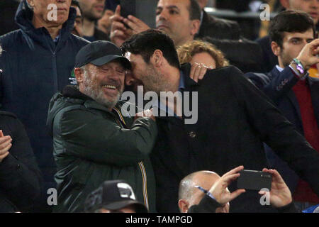 Rome, Italie. 27 mai, 2019. 27.05.2019. Stadio Olimpico, Rome, Italie. Serie A. Amendola, Buffon dans le match Italie Serie A ligue, l'AS Rome vs Parma, DANiELE DE ROSSI, dernier match au Stadio Olimpico à Rome. Agence Photo crédit : indépendante/Alamy Live News Banque D'Images