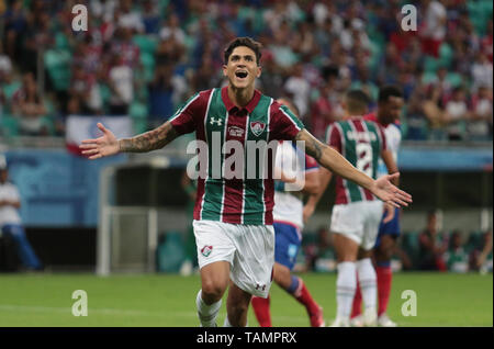 Salvador, Brésil. 26 mai, 2019. Pedro, joueur de Fluminense, célébration de but pendant le jeu entre Bahia et Fluminense, un match validé par la 6ème manche de la série brésilienne d'un championnat, ce dimanche (26), à l'Arena Fonte Nova à Salvador, Bahia. Credit : Tiago Caldas/FotoArena/Alamy Live News Banque D'Images