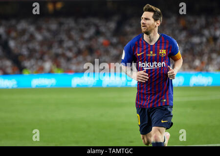 25 mai 2019, Stade Benito VillamarIn, Séville, Espagne : la Copa del Rey, finale de football FC Barcelone contre Valence ; l'avant Lionel Messi de FCB a l'air d'aller de l'avant Banque D'Images