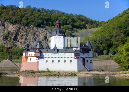 Château Pfalzgrafenstein sur l'île du rhin Falkenau, Kaub, site du patrimoine mondial de l'UNESCO, Vallée du Haut-Rhin moyen, Rhénanie-Palatinat, Allemagne Banque D'Images