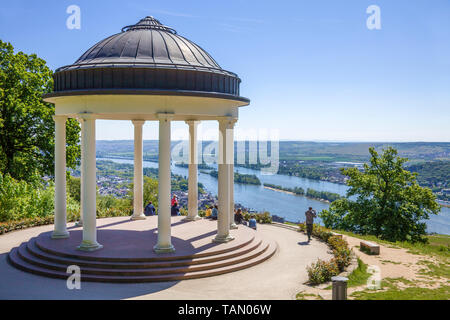 Vue de l'Niederwaldtempel sur vallée du Rhin, Ruedesheim, site du patrimoine mondial de l'UNESCO, Vallée du Haut-Rhin moyen, Rheingau, Hesse, Allemagne Banque D'Images