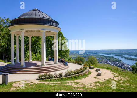 Vue de l'Niederwaldtempel sur vallée du Rhin, Ruedesheim, site du patrimoine mondial de l'UNESCO, Vallée du Haut-Rhin moyen, Rheingau, Hesse, Allemagne Banque D'Images