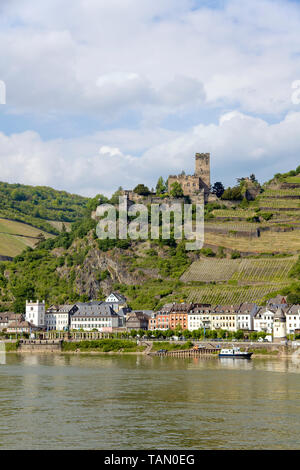 Château Gutenfels à Kaub, site du patrimoine mondial de l'UNESCO, Vallée du Haut-Rhin moyen, Rhénanie-Palatinat, Allemagne Banque D'Images