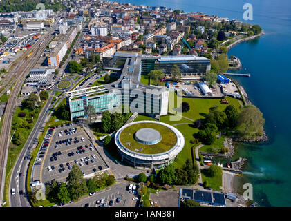 Siège de la multinationale suisse Nestlé food and drink company S.A. au Lac Leman, Vevey, Suisse Banque D'Images