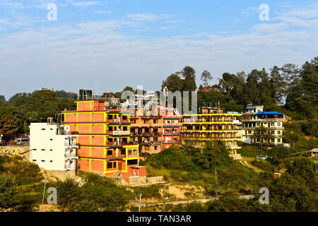 Hôtels Marigold et vue sur la vallée à Nagarkot, Vallée de Katmandou, Katmandou, Népal Banque D'Images