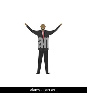 African American man with hands up. Succès d'affaires, concept Vector illustration Illustration de Vecteur