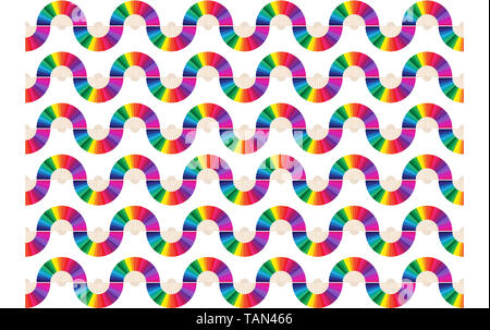 Motif géométrique avec des chiffres en forme de poche multicolores. Seamless texture géométrique Rainbow vector illustration Banque D'Images
