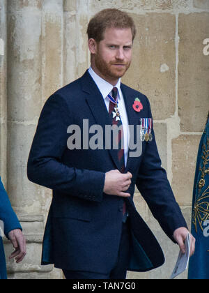 Son Altesse Royale le prince Harry et la duchesse de Cambridge de quitter l'abbaye de Westminster après le service de commémoration et d'action sur l'ANZAC day. Comprend : le prince Harry, duc de Sussex, où : London, Royaume-Uni Quand : 25 Avr 2019 Crédit : Wheatley/WENN Banque D'Images