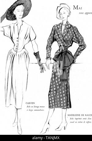 L'illustration de mode 1940 encombrement imprimer Banque D'Images