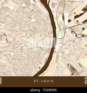 St louis carte moderne de couleur marron , version pour impression, des applications web ou d'artifices Illustration de Vecteur