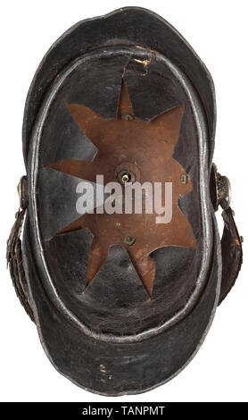 Pare-balles, casques, casque modèle 1848 pour les soldats de l'infanterie Landwehr (milice), de l'intérieur, doublure en cuir, Editorial-Use-seulement Banque D'Images