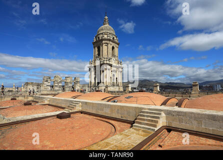 Visite guidée pour le toit-terrasse ou dômes de la cathédrale de la Sainte Incarnation de Malaga, dans le centre-ville, en Espagne, en Europe Banque D'Images