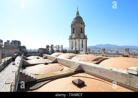 Visite guidée pour le toit-terrasse ou dômes de la cathédrale de la Sainte Incarnation de Malaga, dans le centre-ville, en Espagne, en Europe Banque D'Images