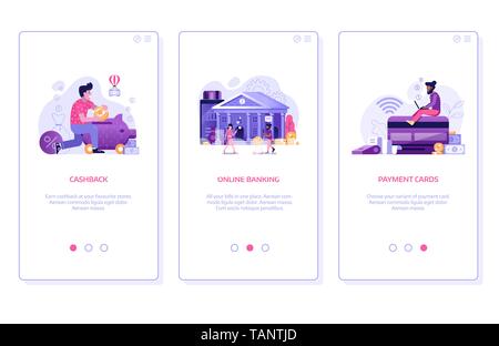 Services bancaires en ligne Modèle des écrans mobiles Illustration de Vecteur