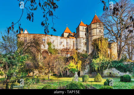 Château Scharfenberg a été construit autour de 1200 et reconstruit plusieurs fois, Saxe, Allemagne, Europe Banque D'Images