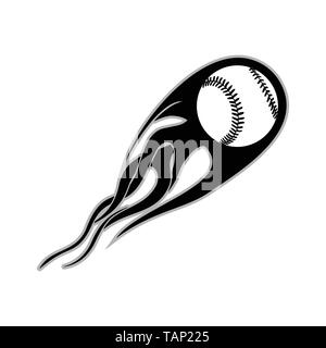 Symbole vecteur fusée Baseball Flaming Logo Graphique Modèle de conception Illustration de Vecteur