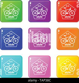 SV bike style icons set 9 couleurs Illustration de Vecteur