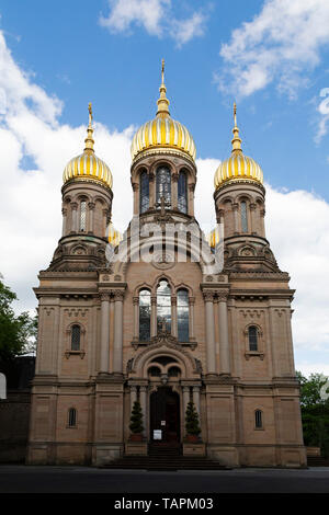 L'église de St Elizabeth à Wiesbaden, la capitale de l'état de Hesse, en Allemagne. Le lieu de culte orthodoxe russe est sur le Neroberg. Banque D'Images