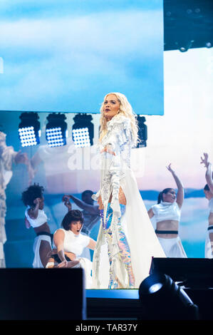 Liverpool, Royaume-Uni. 27 mai 2019. Singer, Rita Ora, effectue pendant sa tournée "Phoenix", à la M&S Bank Arena. Crédit : Paul Warburton/Alamy Live News Banque D'Images