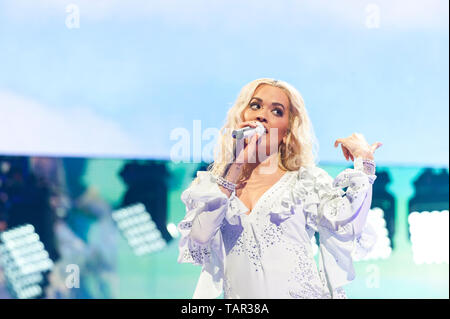 Liverpool, Royaume-Uni. 27 mai 2019. Singer, Rita Ora, effectue pendant sa tournée "Phoenix", à la M&S Bank Arena. Crédit : Paul Warburton/Alamy Live News Banque D'Images