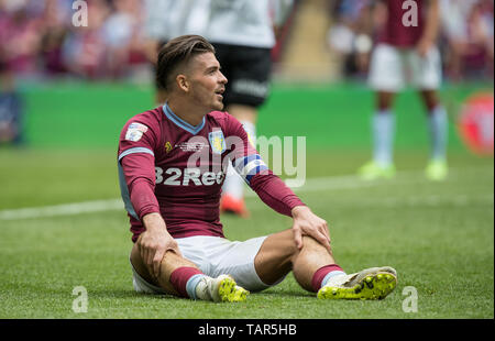 Londres, Royaume-Uni. 27 mai, 2019. Jack Grealish de Aston Villa lors de la Sky Bet Championship match de finale Play-Off entre Aston Villa et Derby County au stade de Wembley, Londres, Angleterre le 27 mai 2019. Photo par Andy Rowland. Credit : premier Media Images/Alamy Live News Banque D'Images
