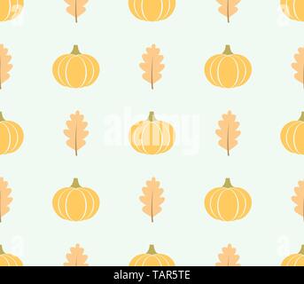 Automne feuilles de chêne et de citrouilles modèle homogène. Vector illustration Illustration de Vecteur