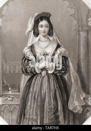 Portia. Personnage féminin principal de la pièce de Shakespeare Le Marchand de Venise. Galerie de Shakespeare, publié c.1840. Banque D'Images