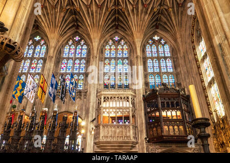 Windsor, Royaume-Uni - Mai 13, 2019 : l'intérieur de la cité médiévale, la chapelle Saint Georges l'hôte du prince William et Meghan Markle cérémonie de mariage à Windsor, England UK . Banque D'Images