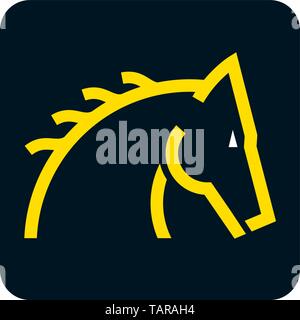 Icône tête de cheval template design en noir et jaune. Vector illustration. eps10. Illustration de Vecteur