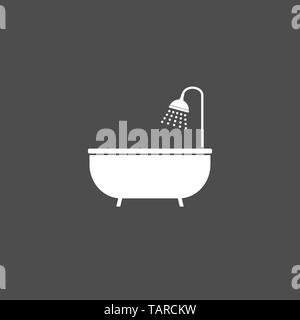 Baignoire, salle de bain baignoire douche icon Illustration de Vecteur