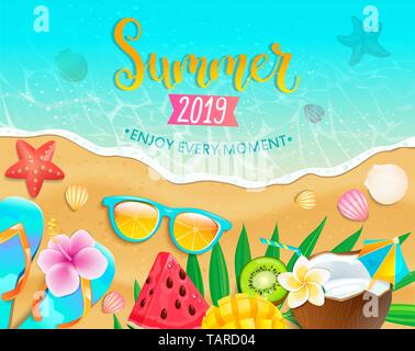 L'été 2019 Vue d'en haut la bannière. Illustration de Vecteur