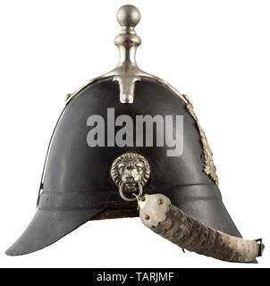 Pare-balles, casques, modèle 1848 de Landwehr bavarois (milice), infanterie cuir avec raccords d'argent, Editorial-Use-seulement Banque D'Images