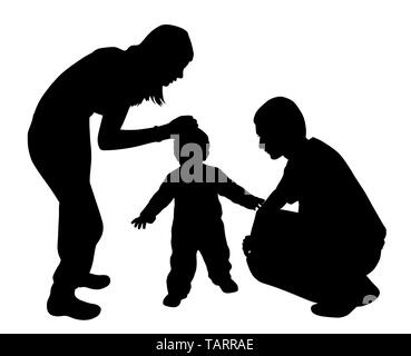 Mère affectueuse et un père avec enfant. Mère enfant tout en caressant au père à la mère et l'enfant ensemble. Affection unité concept. Banque D'Images