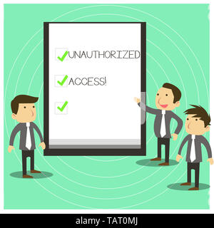 Main conceptuel écrit, indiquant les accès non autorisés. Signification du concept l'utilisation d'un ordinateur ou réseau sans permission des collègues discuter Missi Banque D'Images