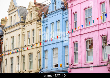 Maisons colorées à Hampstead de Londres Banque D'Images