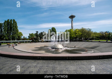 Fontaine International et de la Space Needle de Seattle. Banque D'Images