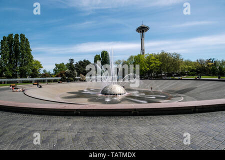 Fontaine International et de la Space Needle de Seattle. Banque D'Images